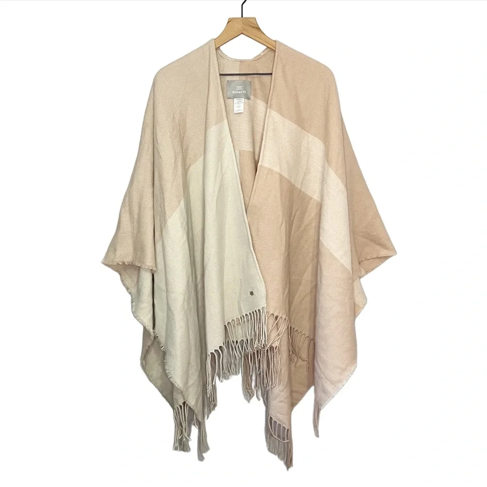 Soia & Kyo Plaid Yadira Fringe Wrap Scarfigan in Pink/Cream OS - Picture 1 of 6